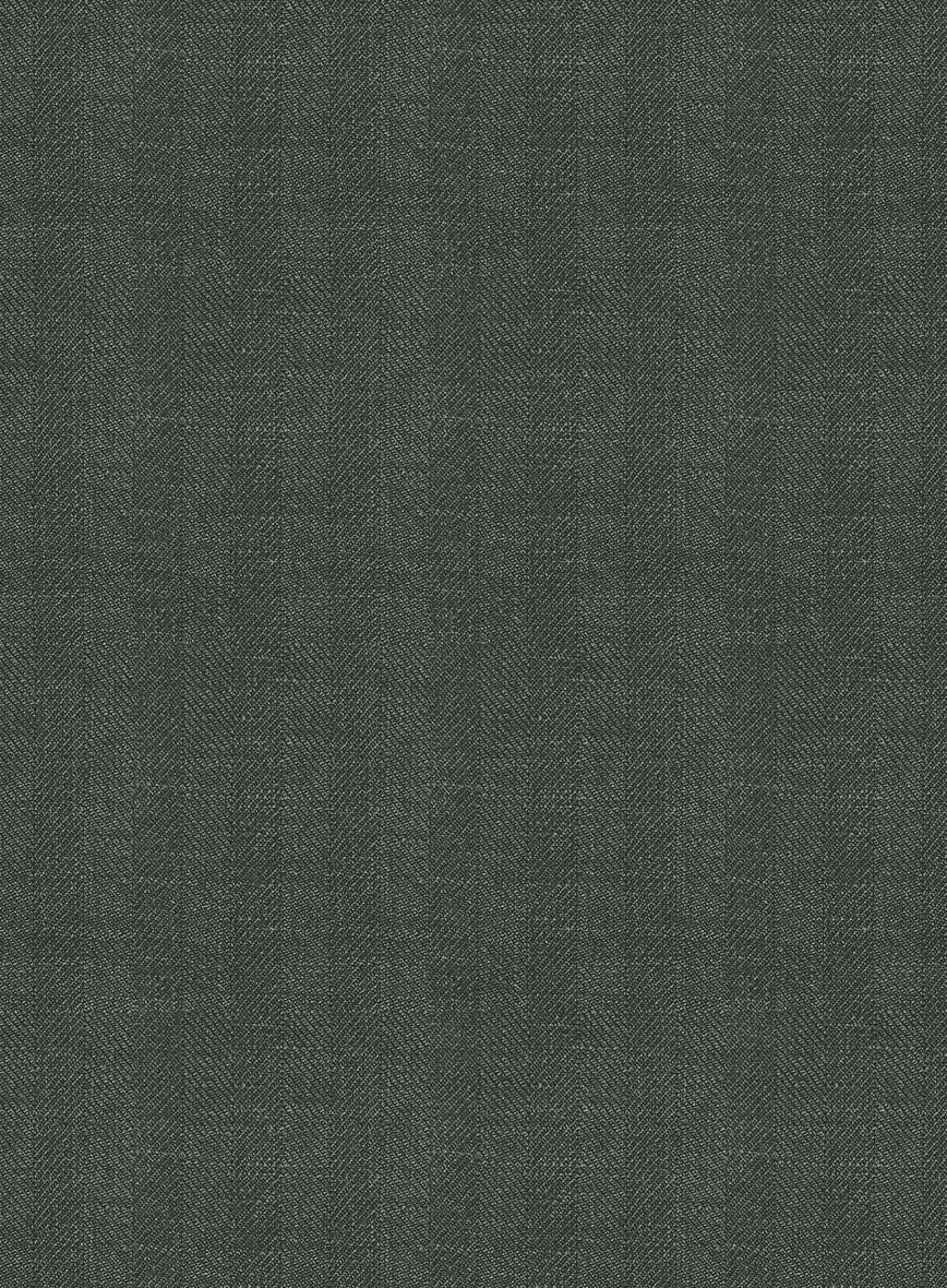 Italian Prato Olive Green Herringbone Linen Suit - StudioSuits