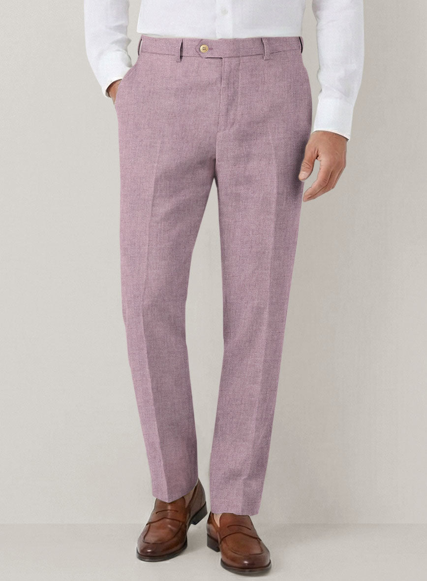 Italian Prato Orchid Mist Linen Pants - StudioSuits