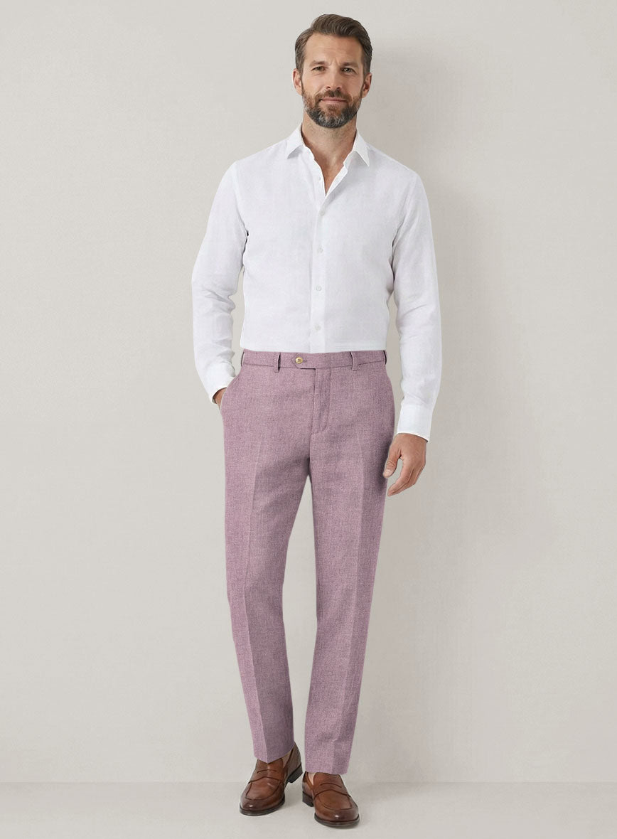 Italian Prato Orchid Mist Linen Pants - StudioSuits