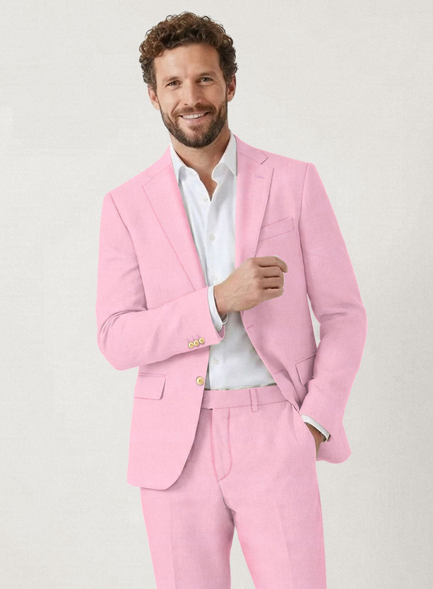 Italian Prato Pink Linen Pants - StudioSuits