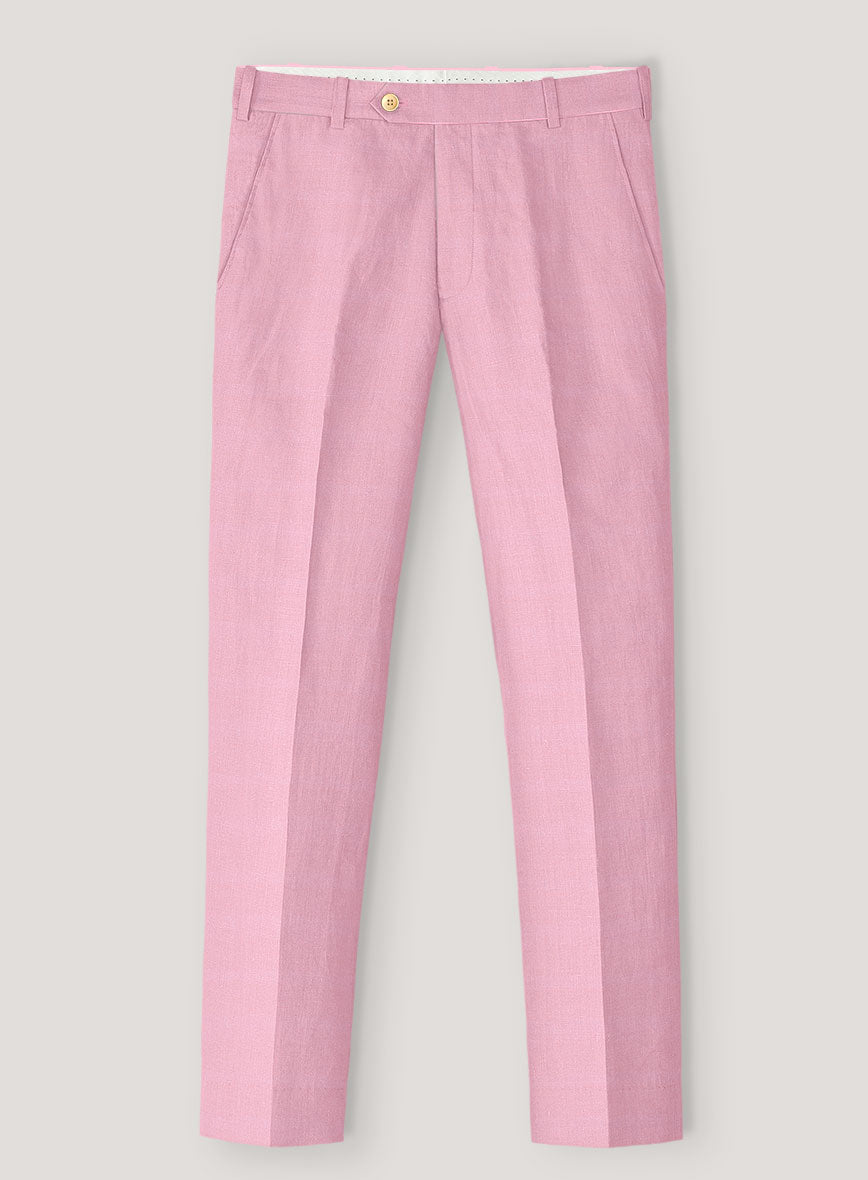 Italian Prato Pink Linen Pants - StudioSuits