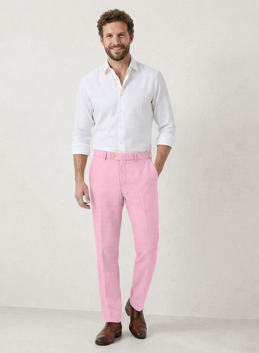 Italian Prato Pink Linen Pants - StudioSuits