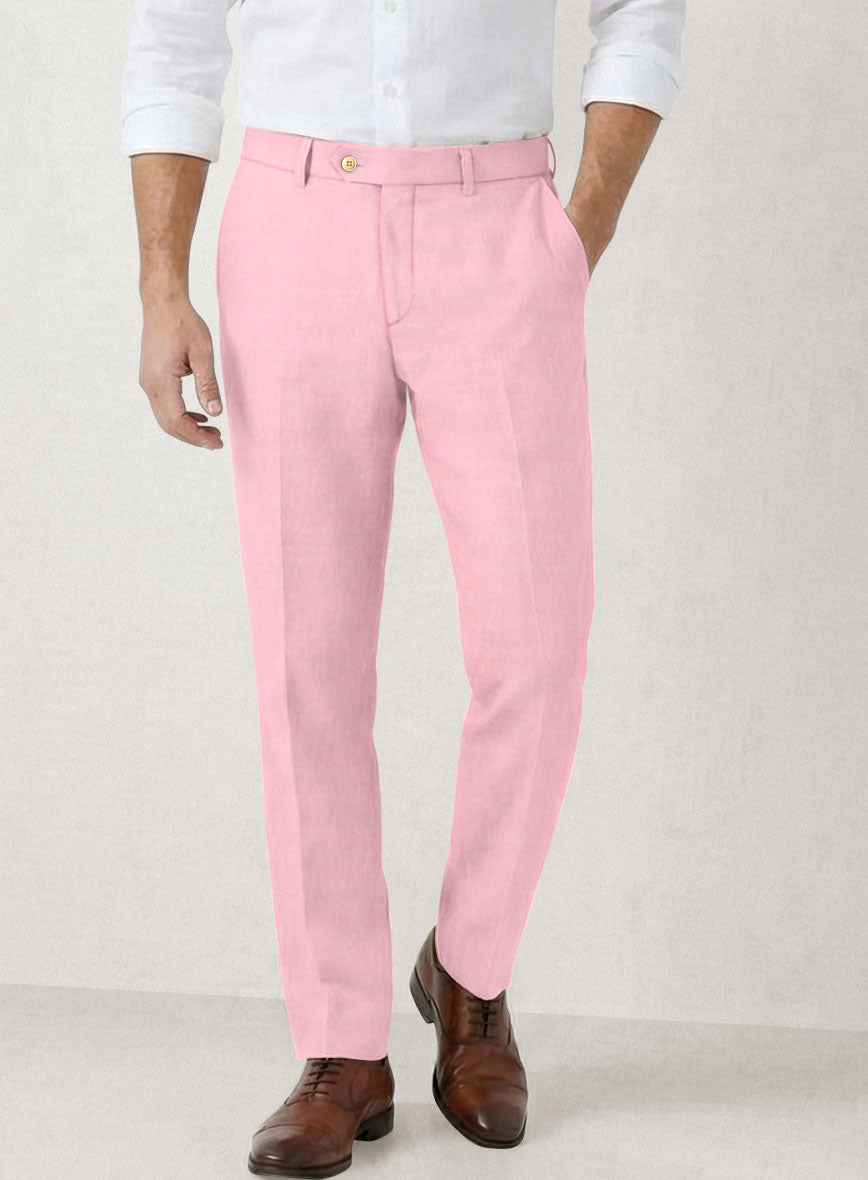 Italian Prato Pink Linen Pants - StudioSuits