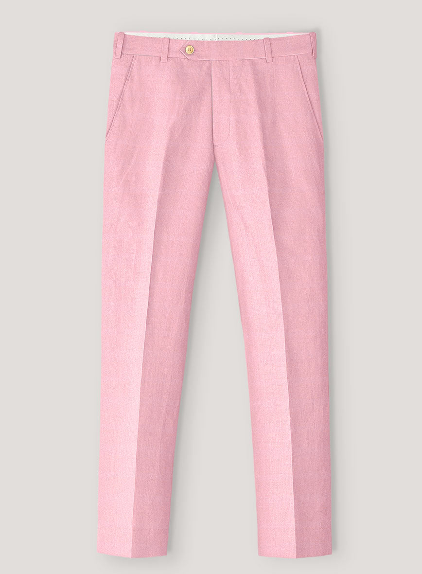 Italian Prato Pink Linen Pants - StudioSuits