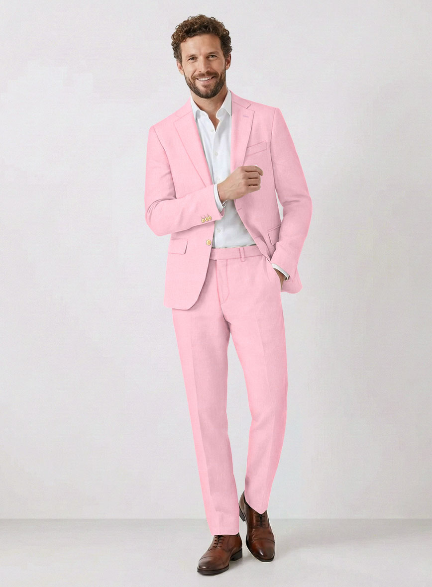 Italian Prato Pink Linen Suit - StudioSuits