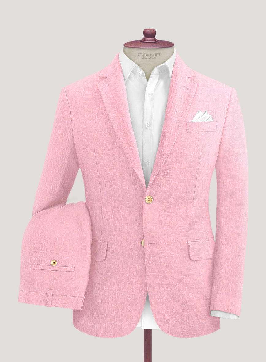 Italian Prato Pink Linen Suit - StudioSuits