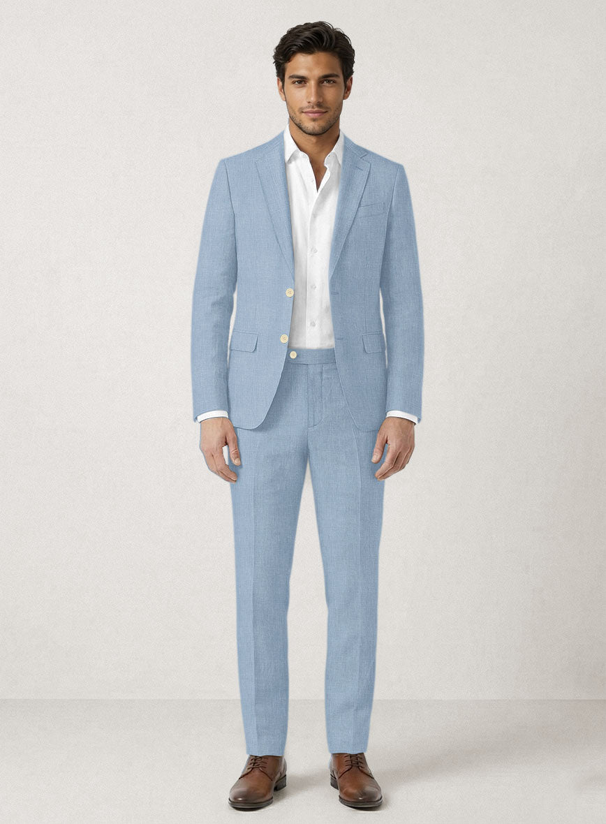Italian Prato Powder Blue Linen Suit - StudioSuits