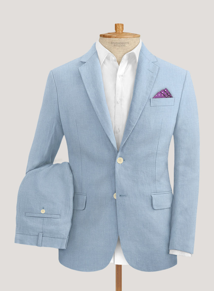 Italian Prato Powder Blue Linen Suit - StudioSuits