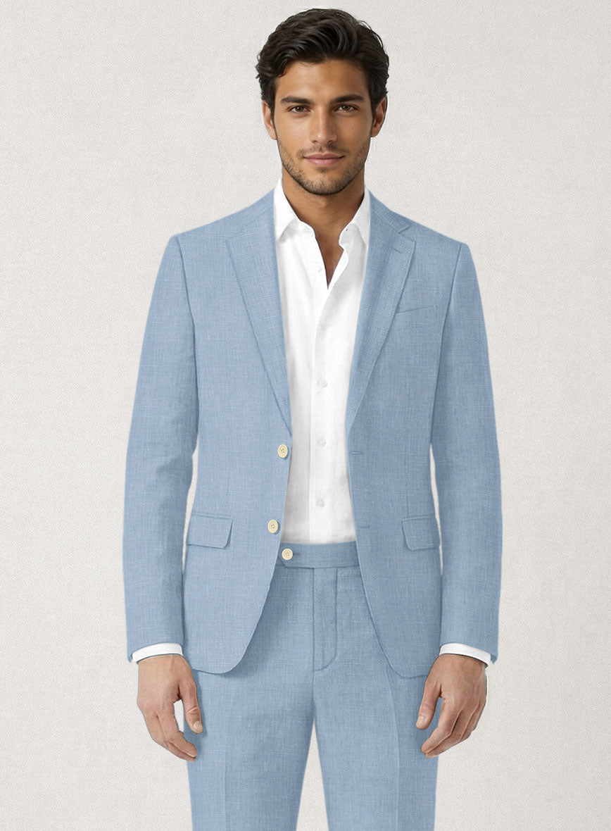Italian Prato Powder Blue Linen Jacket - StudioSuits