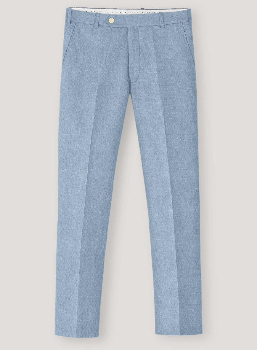 Italian Prato Powder Blue Linen Pants - StudioSuits