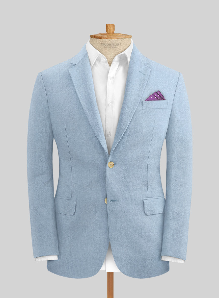 Italian Prato Powder Blue Linen Jacket - StudioSuits