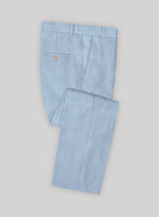 Italian Prato Powder Blue Linen Pants - StudioSuits