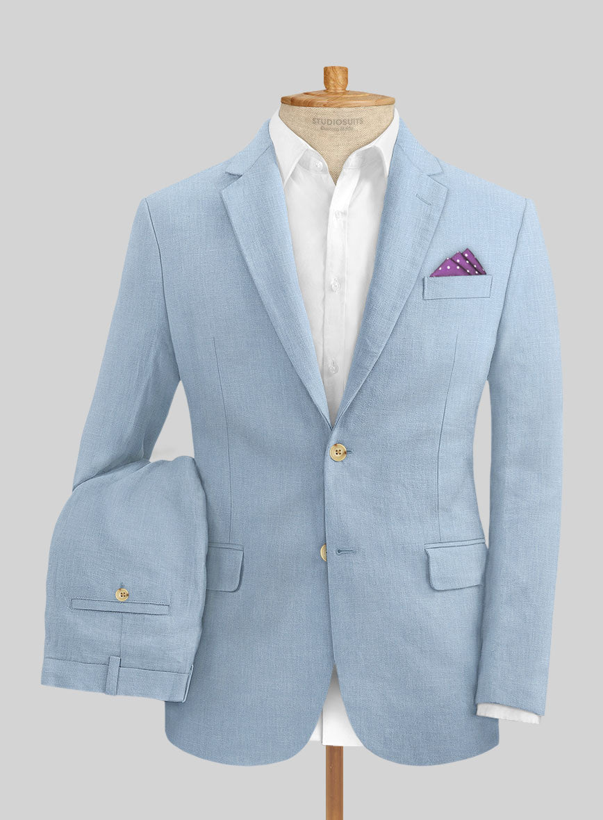 Powder Blue Linens Italian Prato Powder Blue Linen Suit – StudioSuits