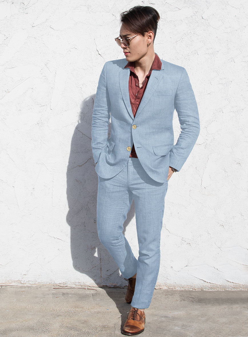 Italian Prato Powder Blue Linen Suit – StudioSuits