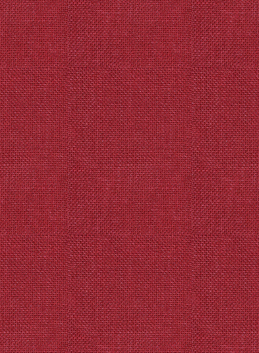 Italian Prato Red Dobby Linen Pants - StudioSuits