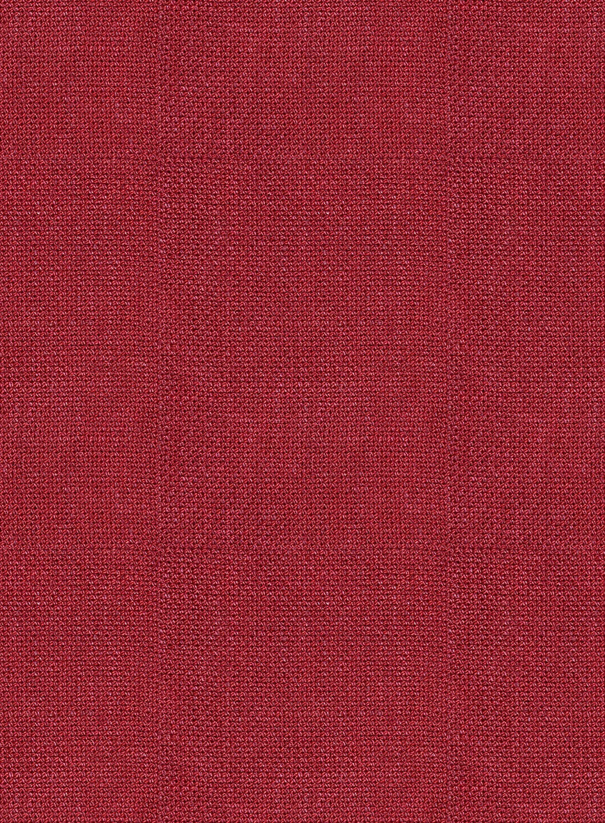 Italian Prato Red Dobby Linen Pants - StudioSuits