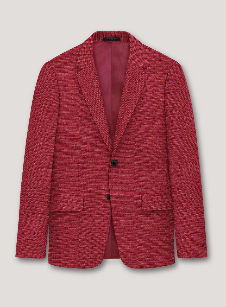 Italian Prato Red Dobby Linen Suit - StudioSuits