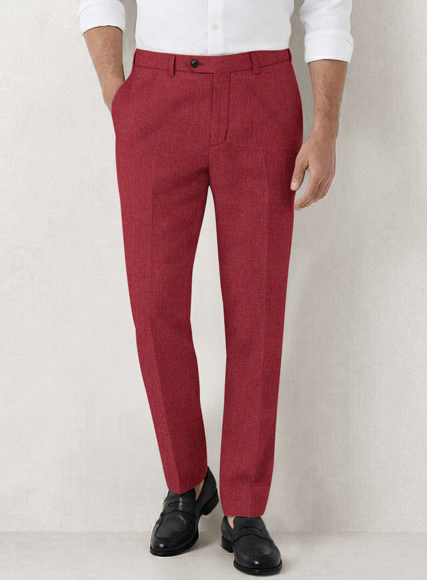 Italian Prato Red Dobby Linen Suit - StudioSuits