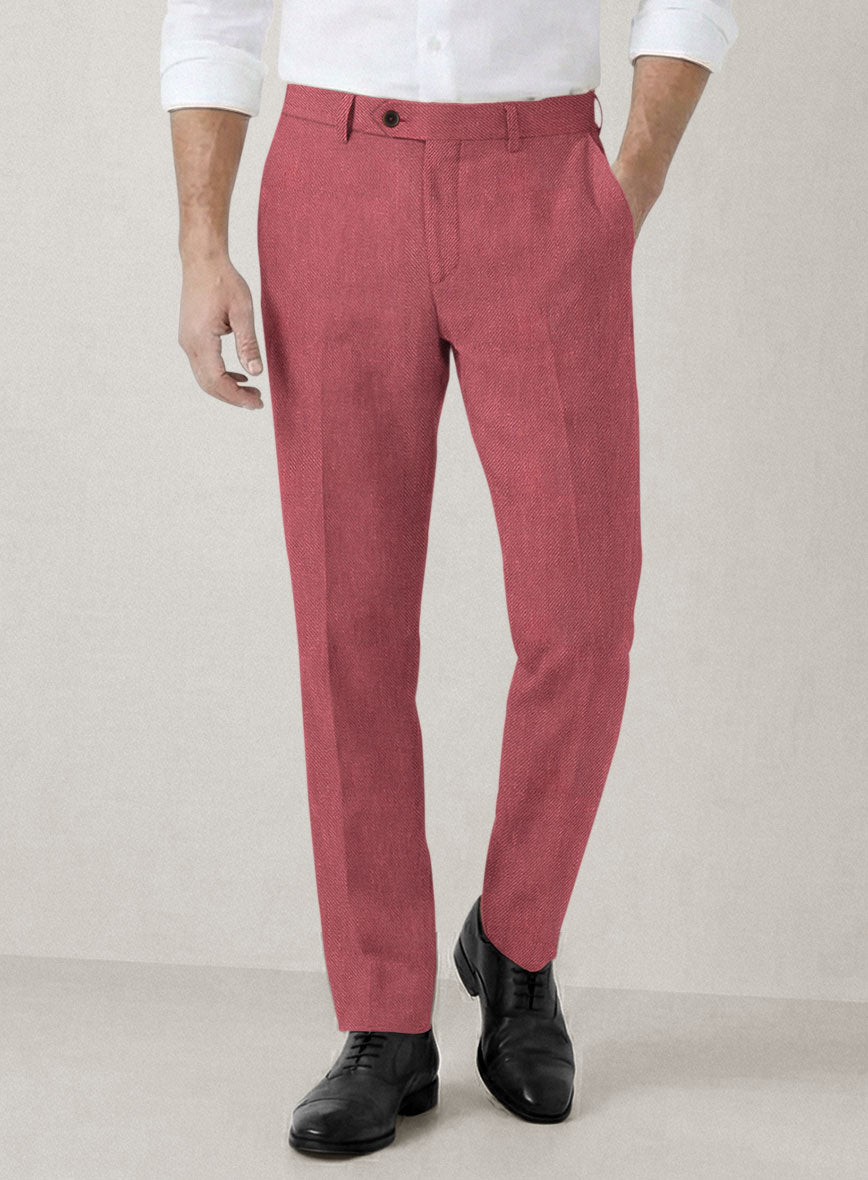 Italian Prato Rosewood Linen Pants - StudioSuits