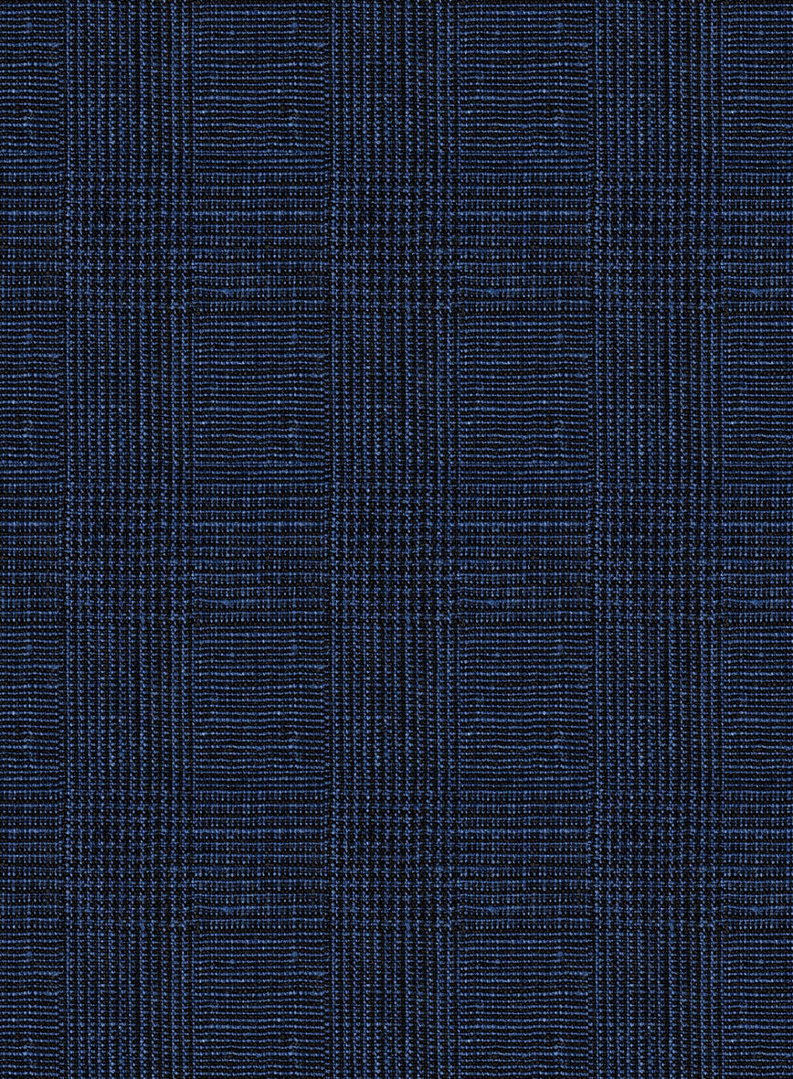 Italian Prato Royal Blue Glen Linen Pants - StudioSuits