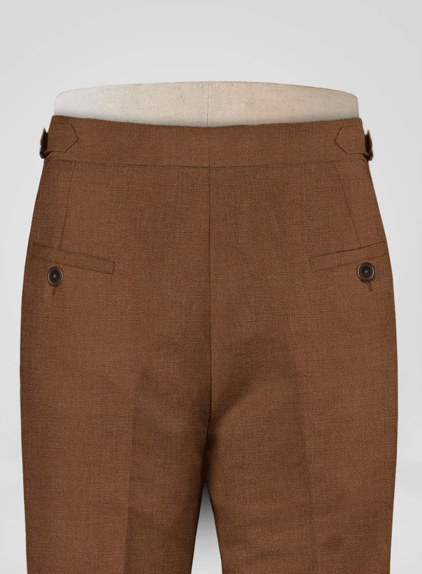 Italian Prato Rust Linen Highland Trousers - StudioSuits