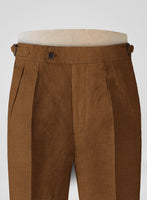 Italian Prato Rust Linen Highland Trousers - StudioSuits