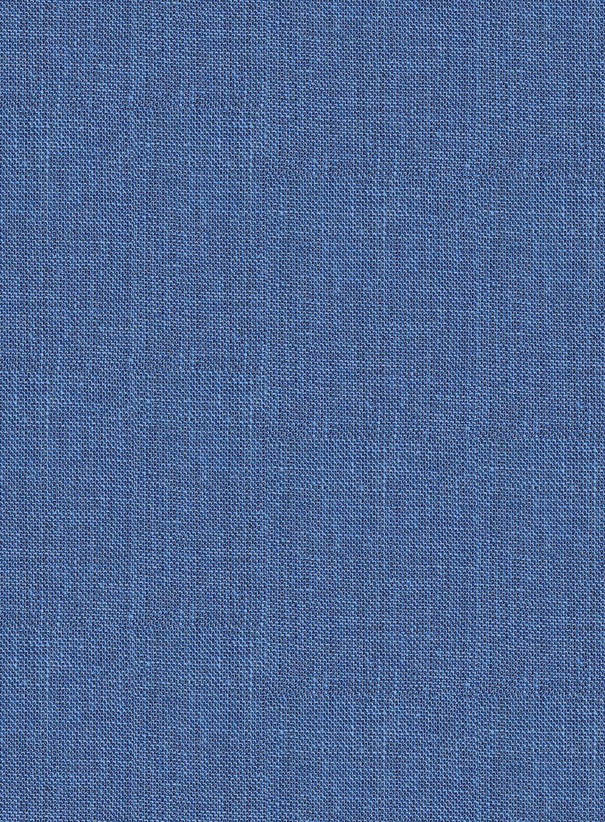 Italian Prato Sharkskin Blue Linen Pants - StudioSuits