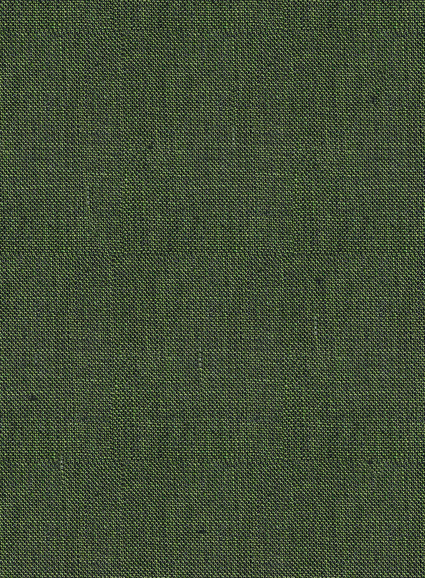 Italian Prato Sharkskin Green Linen Pants - StudioSuits