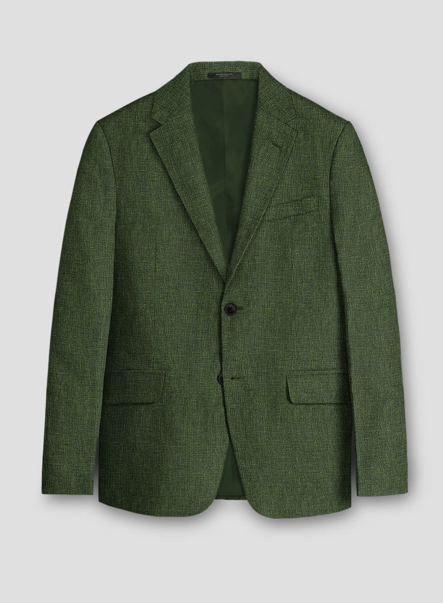 Italian Prato Sharkskin Green Linen Suit - StudioSuits