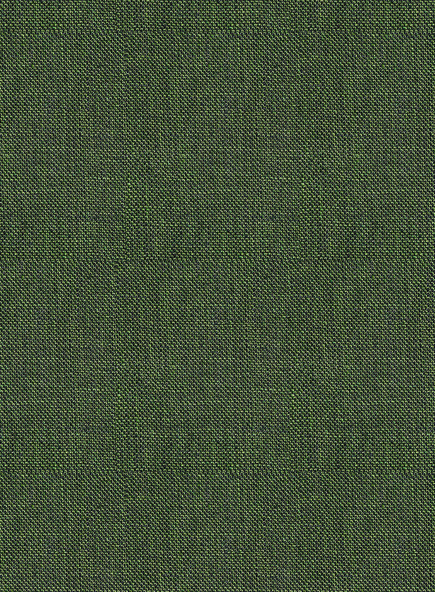Italian Prato Sharkskin Green Linen Pants - StudioSuits