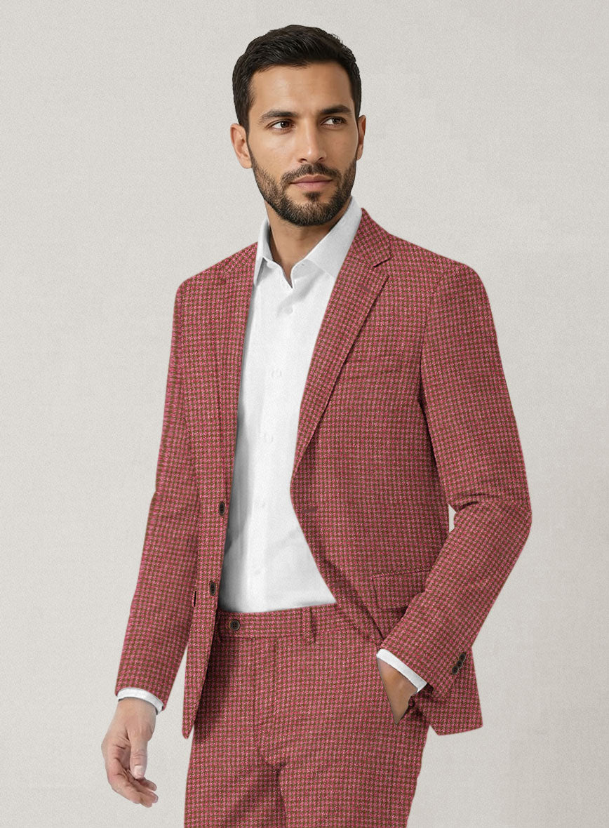Italian Prato Tango Houndstooth Linen Jacket - StudioSuits