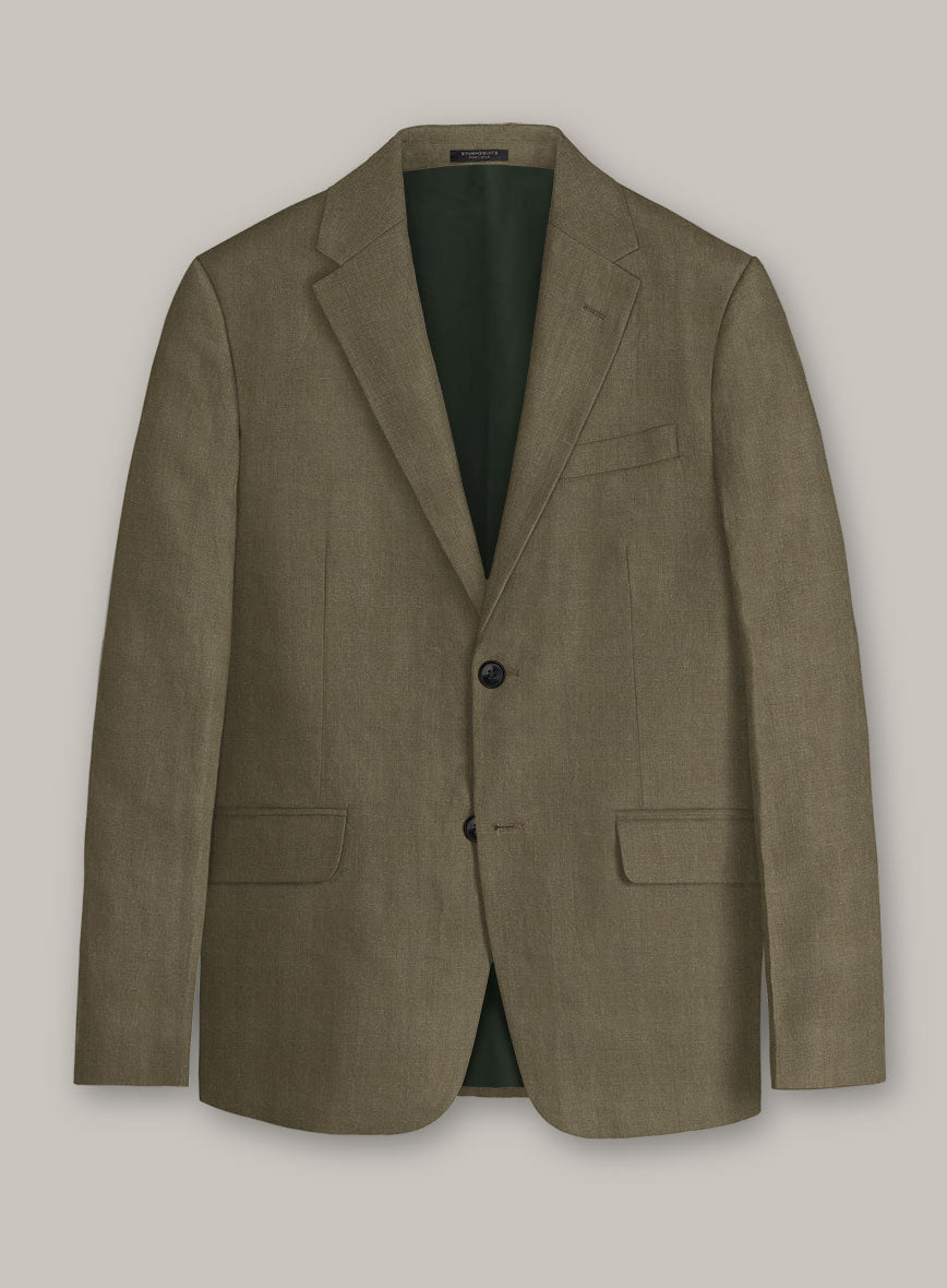 Italian Prato Tan Herringbone Linen Suit - StudioSuits