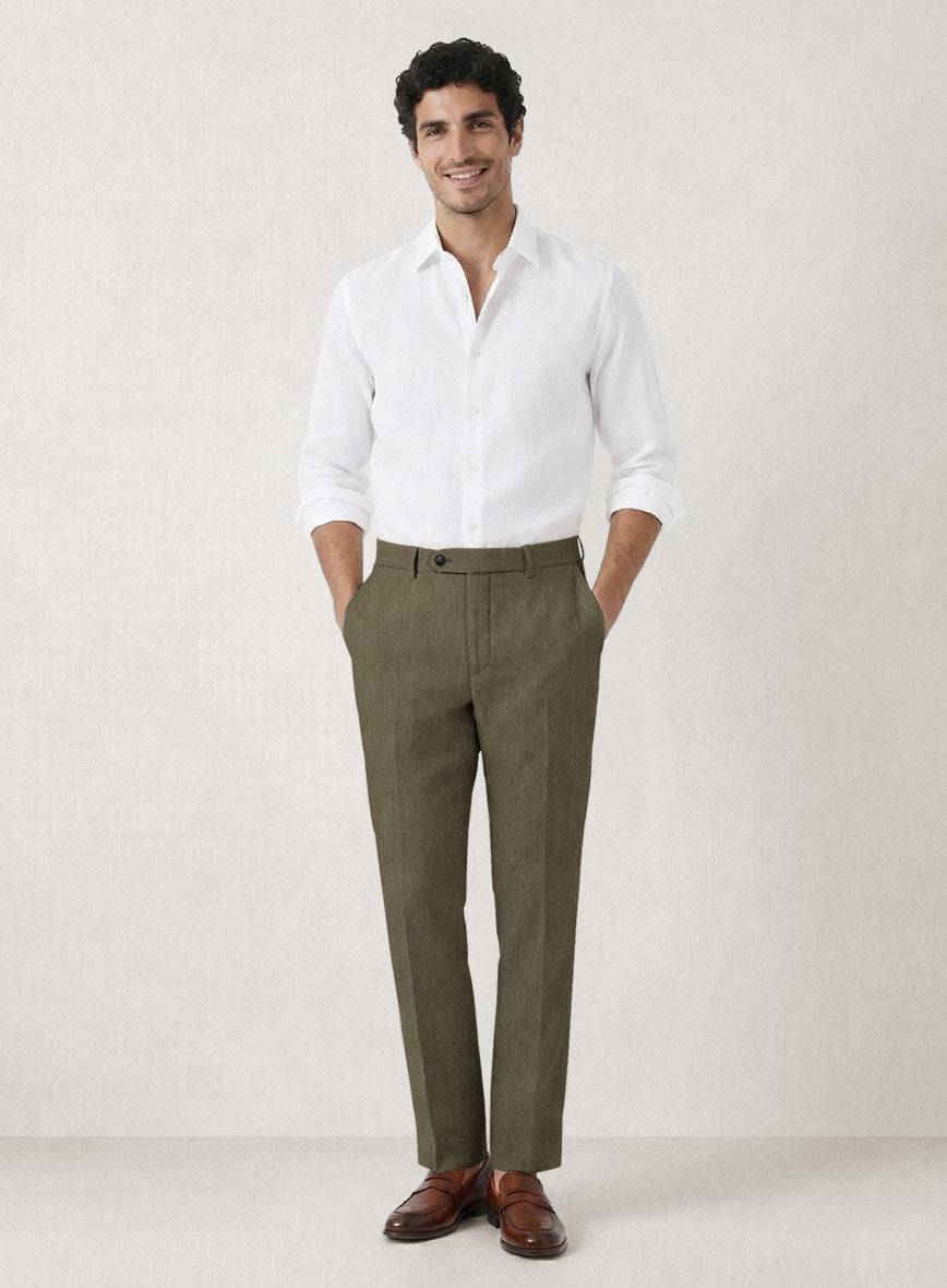 Italian Prato Tan Herringbone Linen Suit - StudioSuits