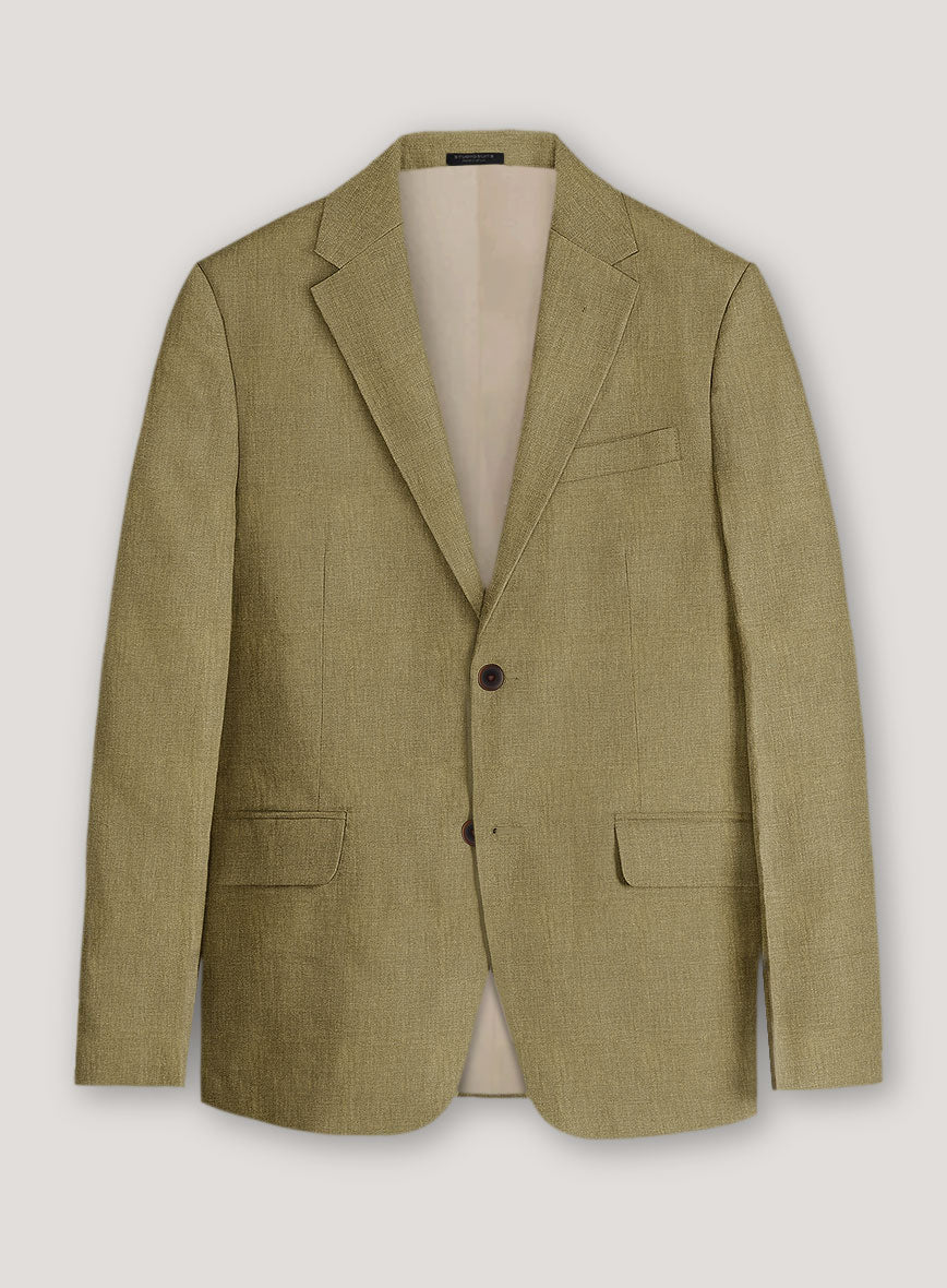 Italian Prato Tan Linen Jacket - StudioSuits