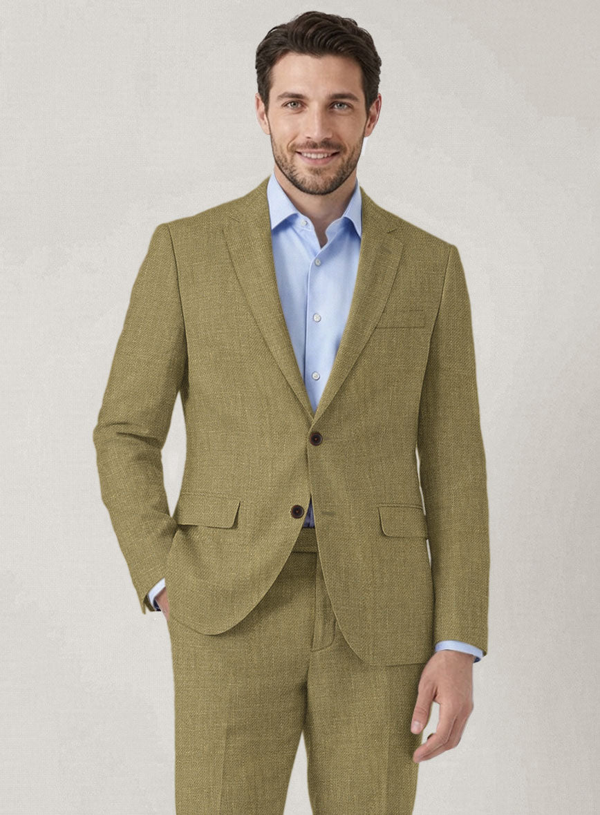 Italian Prato Tan Linen Jacket - StudioSuits