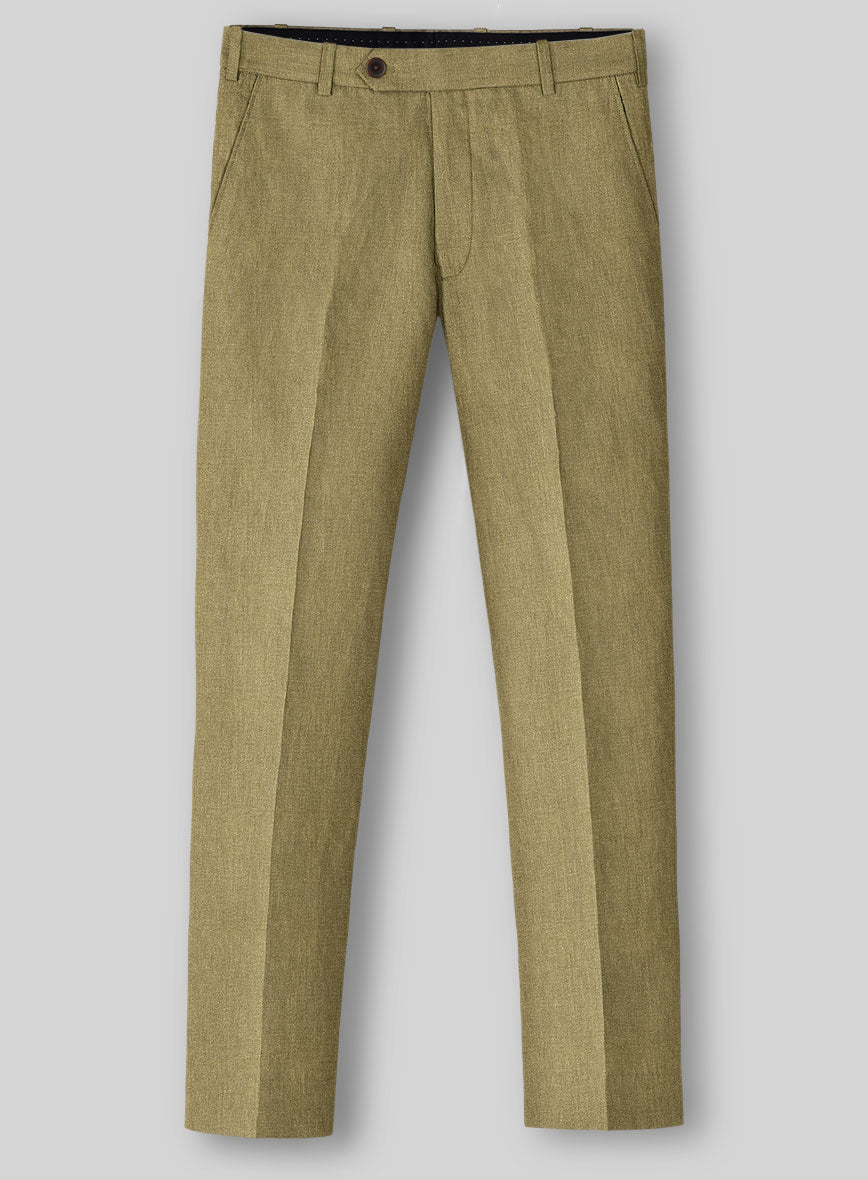 Italian Prato Tan Linen Pants - StudioSuits