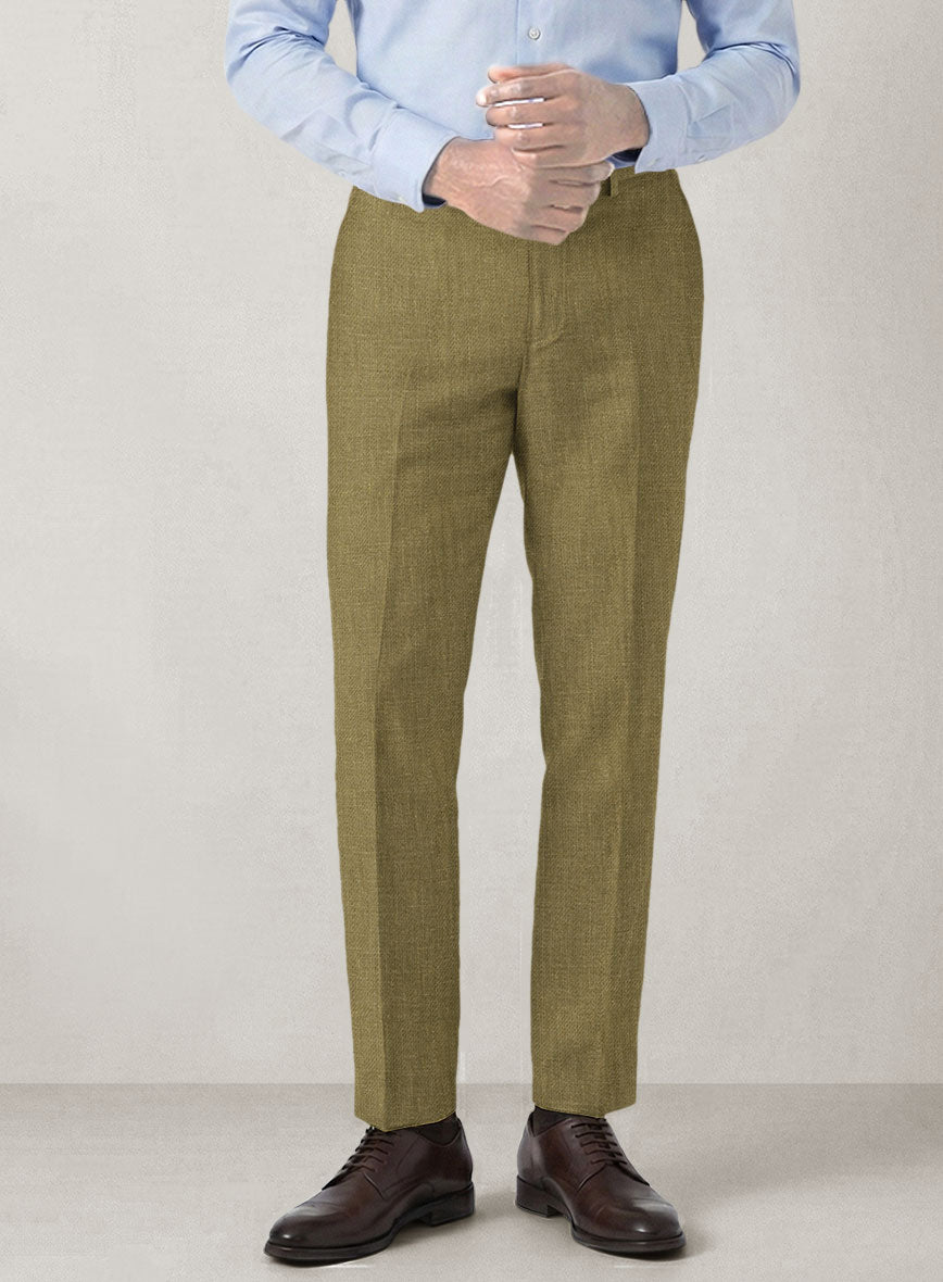 Italian Prato Tan Linen Pants - StudioSuits