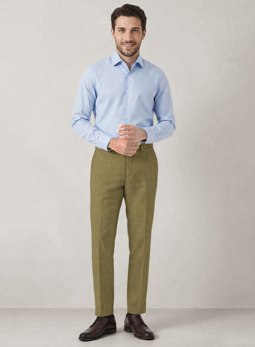 Italian Prato Tan Linen Pants - StudioSuits