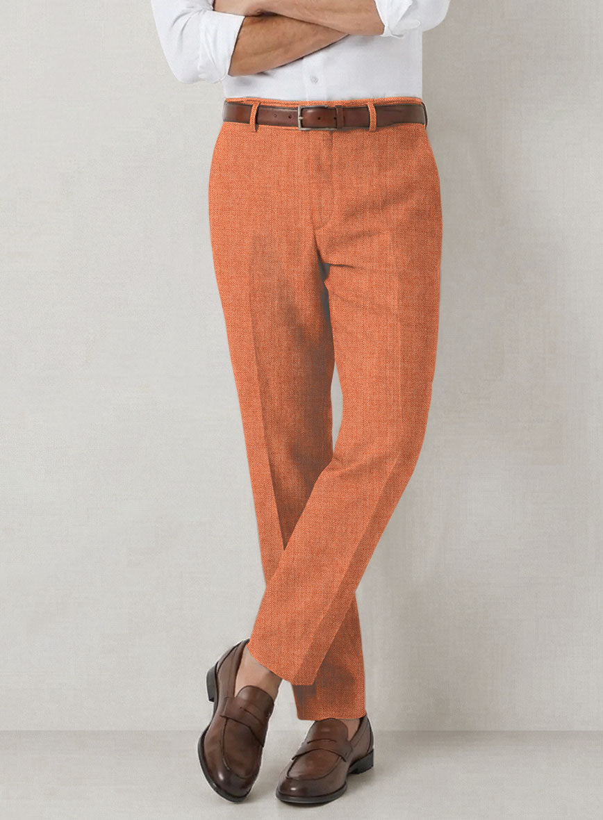 Italian Prato Terracotta Linen Pants - StudioSuits