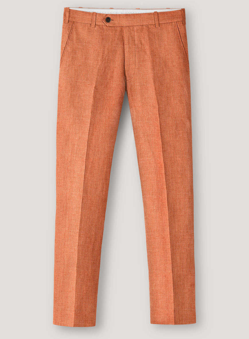 Italian Prato Terracotta Linen Pants - StudioSuits