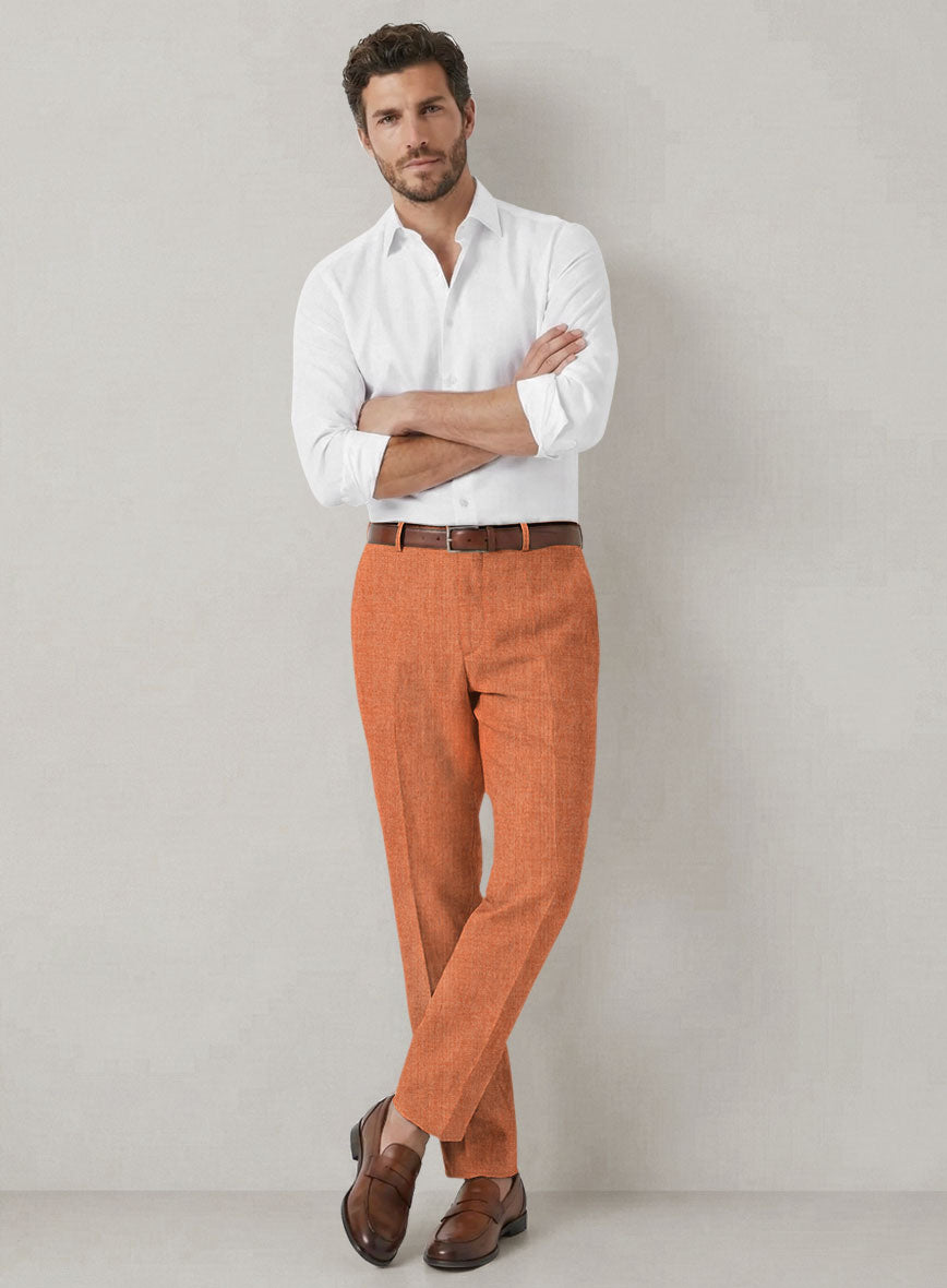 Italian Prato Terracotta Linen Pants - StudioSuits