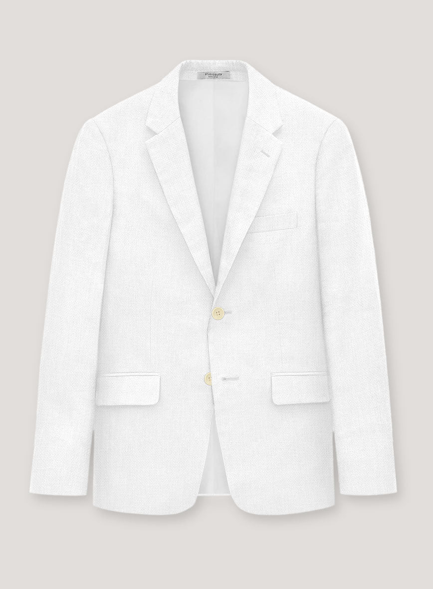 Italian Prato White Dobby Linen Jacket - StudioSuits
