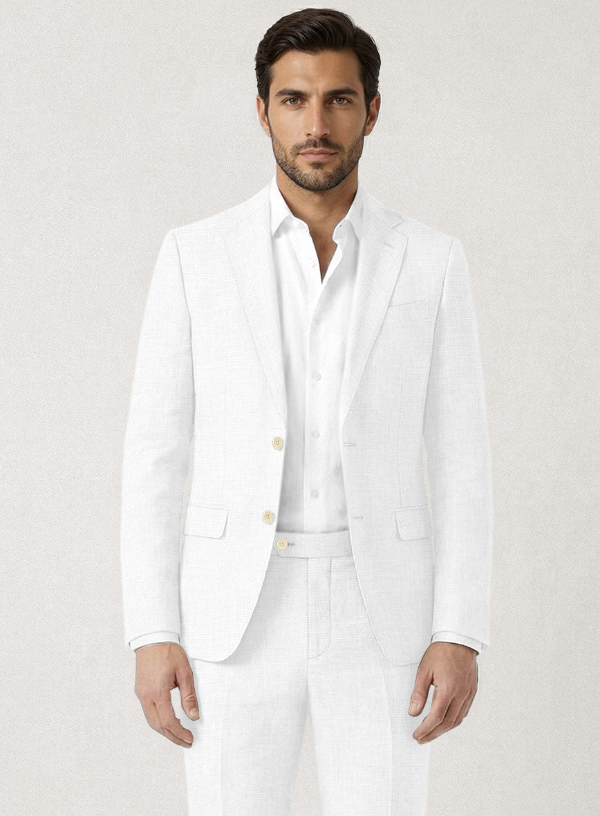 Italian Prato White Dobby Linen Suit – StudioSuits