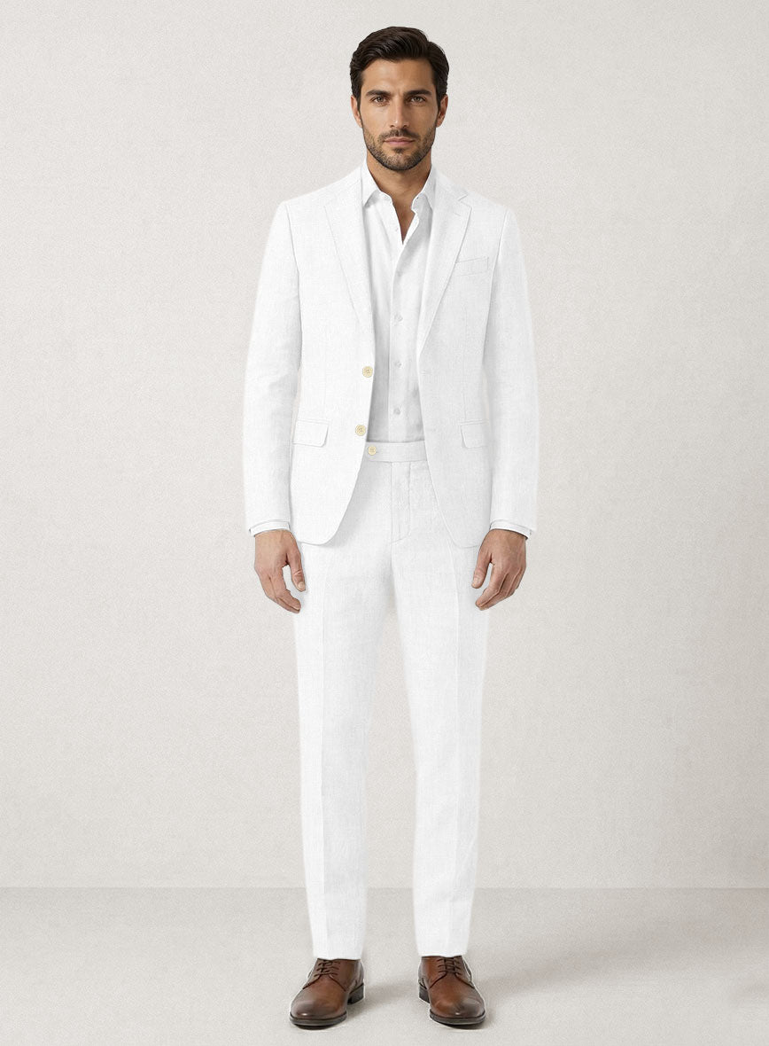Italian Prato White Dobby Linen Suit - StudioSuits