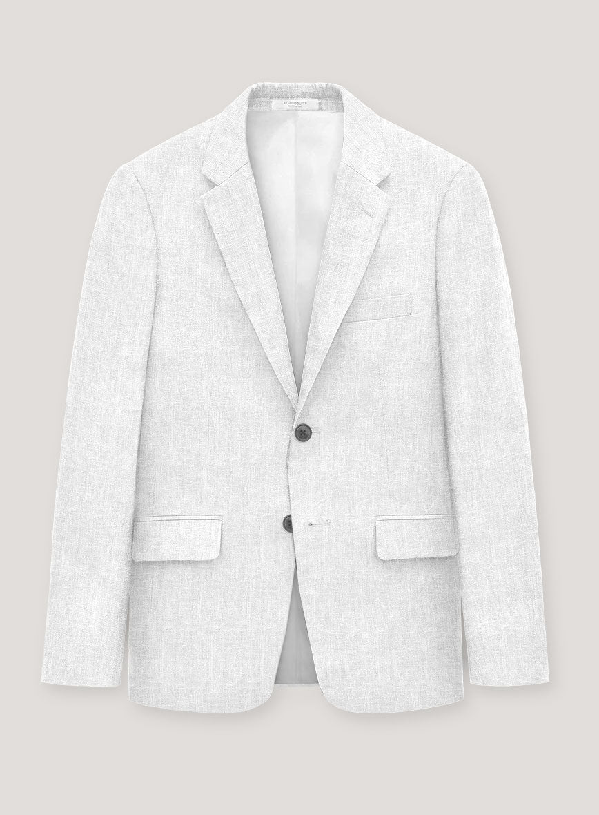 Italian Prato White Herringbone Linen Jacket - StudioSuits
