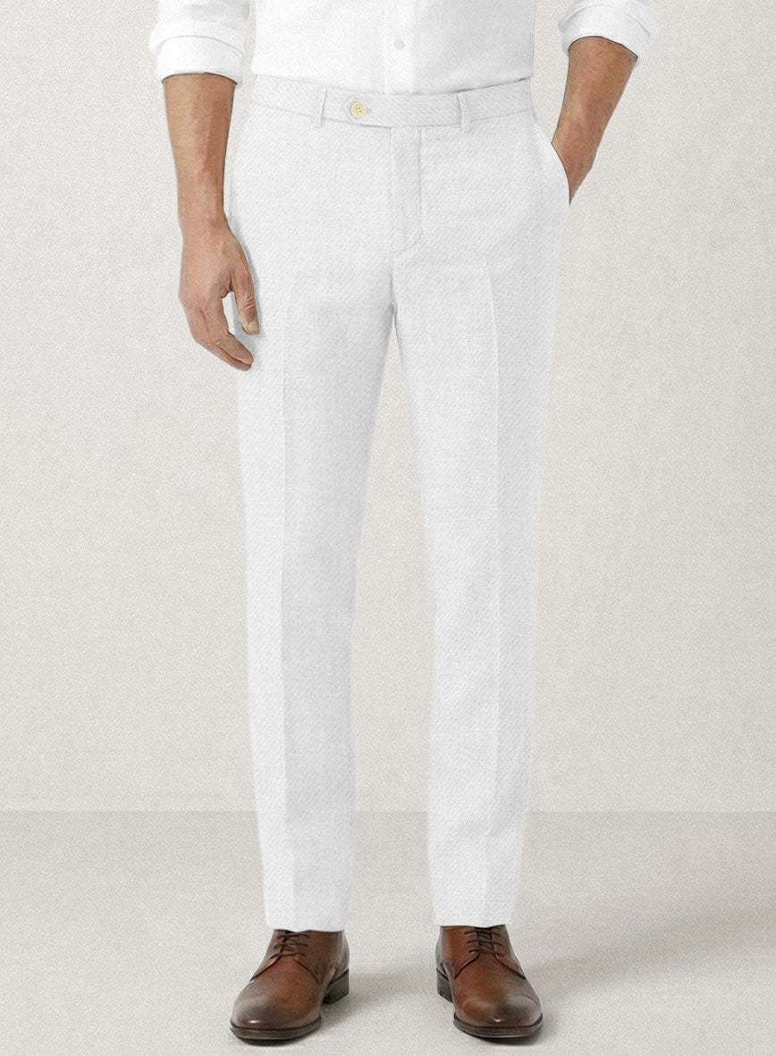 Italian Prato White Linen Pants - StudioSuits