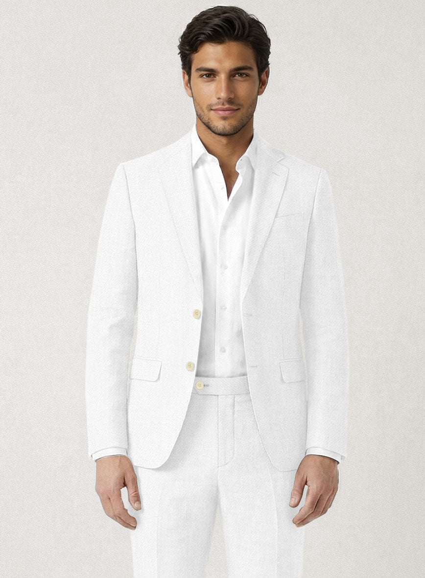 Italian Prato White Linen Jacket - StudioSuits