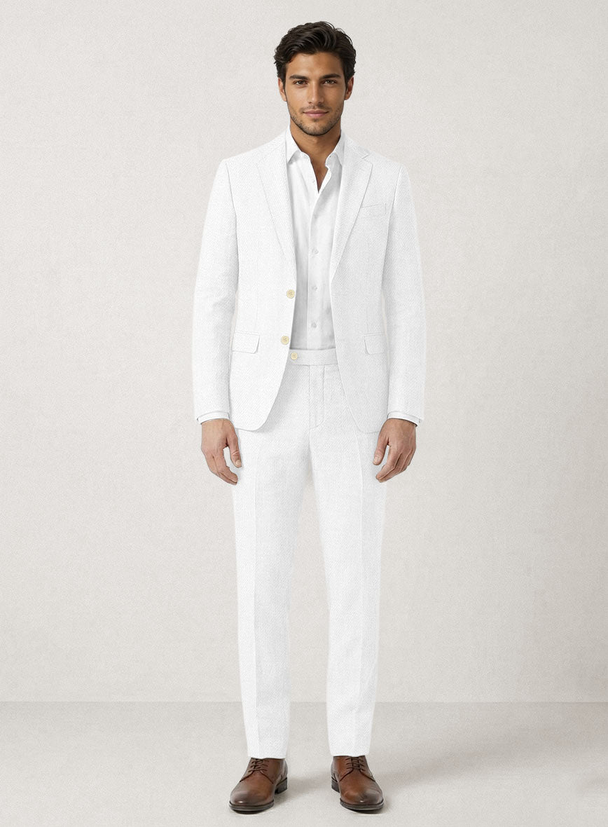 Italian Prato White Linen Suit - StudioSuits