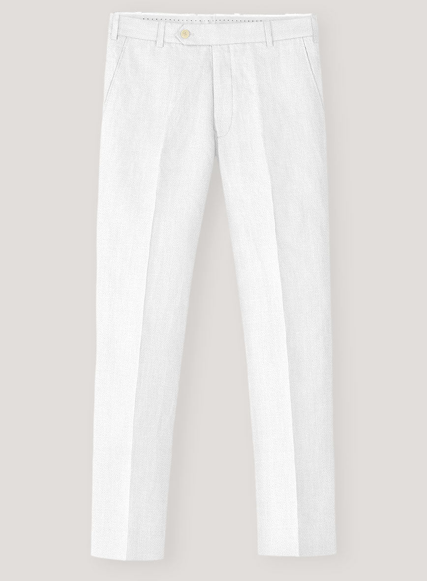 Italian Prato White Linen Pants - StudioSuits