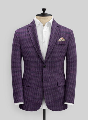 Italian Purple Houndstooth Tweed Jacket - StudioSuits